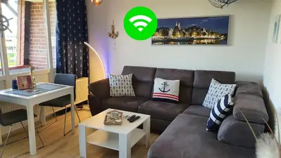 Ein Sitzbereich in der Unterkunft PEMATRA Ferienwohnungen Ostseestrasse 2
