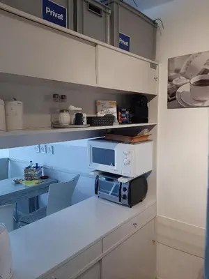 Küche/Küchenzeile in der Unterkunft Lütte Höög