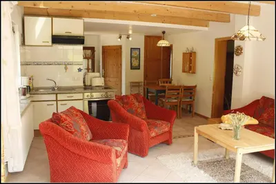 Ein Sitzbereich in der Unterkunft Ferienwohnung Fohrmann