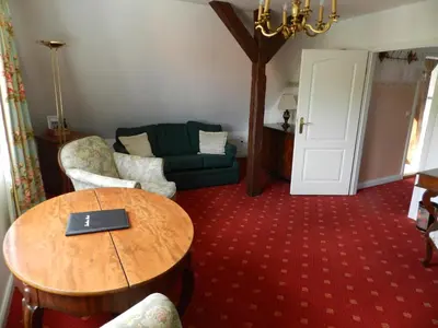 Ein Sitzbereich in der Unterkunft Landhaus Bode