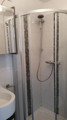Ein Badezimmer in der Unterkunft Ferienwohnung Haffkrug Seebrücke