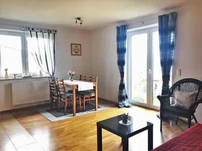 Ein Sitzbereich in der Unterkunft Fe-Wo im Dänemarkweg