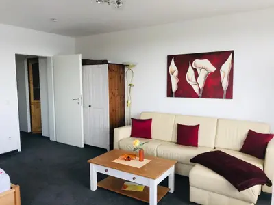 Ein Sitzbereich in der Unterkunft Studio mit Seeblick