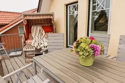 Ein Balkon oder eine Terrasse in der Unterkunft Altes Strandhus Casa Meeresrauschen