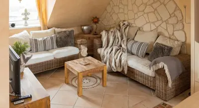 Ein Bett oder Betten in einem Zimmer der Unterkunft Altes Strandhus Casa Strandmuschel