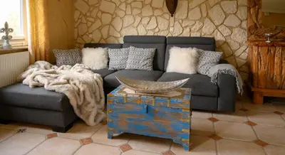 Ein Sitzbereich in der Unterkunft Casa Strandperle