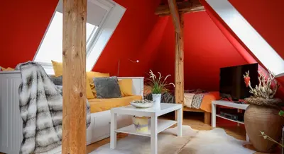 Ein Sitzbereich in der Unterkunft Altes Zollhaus Casa Meerblick