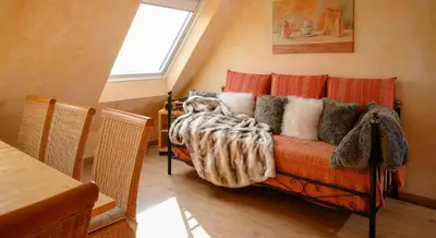 Ein Sitzbereich in der Unterkunft Altes Zollhaus Casa Meerblick
