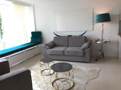 Ein Sitzbereich in der Unterkunft Suite Ostseerausch