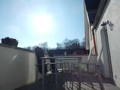 Ein Balkon oder eine Terrasse in der Unterkunft Ferienhaus Königsberg Haus 2