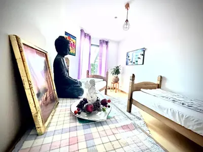 Ein Bett oder Betten in einem Zimmer der Unterkunft FeWo Rajek -Alte Salzstraße 14-