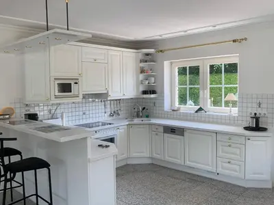 Küche/Küchenzeile in der Unterkunft Strandbungalow / Ferienhaus Ostsee