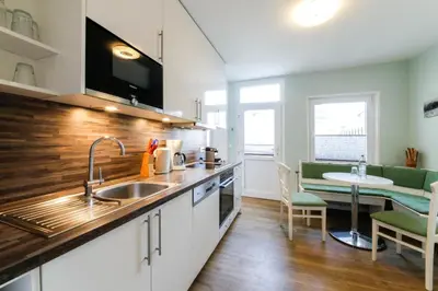 Küche/Küchenzeile in der Unterkunft Ferienwohnung 1 Haus Meeresrauschen