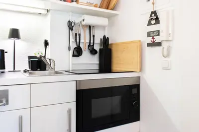 Küche/Küchenzeile in der Unterkunft Ferienwohnung Beach