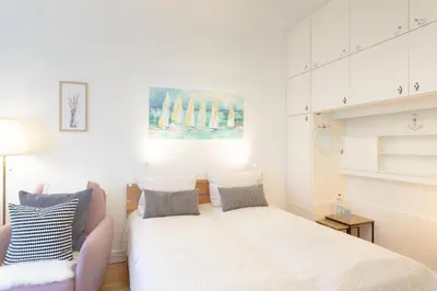 Ein Bett oder Betten in einem Zimmer der Unterkunft Ferienwohnung Beach