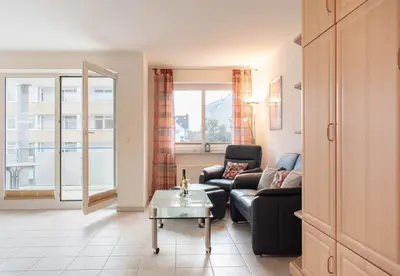 Ein Sitzbereich in der Unterkunft Ferienwohnung Dorfmeyer