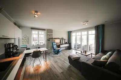 Ein Sitzbereich in der Unterkunft Ferienwohnung Baltic Lounge 53