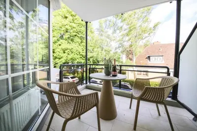 Ein Balkon oder eine Terrasse in der Unterkunft Ferienwohnung Am Strand