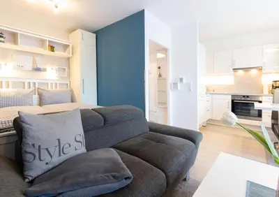 Küche/Küchenzeile in der Unterkunft Ferienwohnung Bodo´s Strandkorb