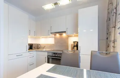 Küche/Küchenzeile in der Unterkunft Ferienwohnung Bodo´s Strandkorb