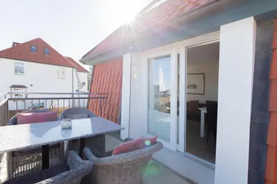 Ein Balkon oder eine Terrasse in der Unterkunft Ferienwohnung Austernfischer