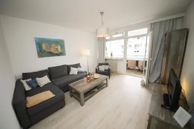 Ein Sitzbereich in der Unterkunft Ferienwohnung Meerkieker