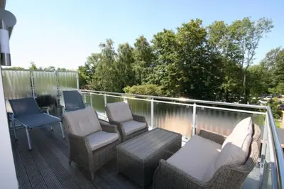 Ein Balkon oder eine Terrasse in der Unterkunft Ferienwohnung Lotsenwache