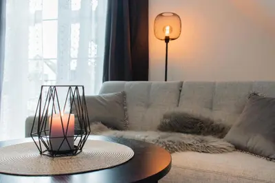Ein Sitzbereich in der Unterkunft Ferienwohnung Auszeit
