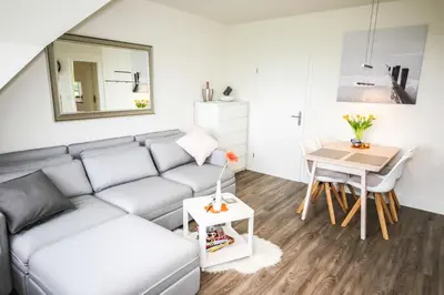 Ein Sitzbereich in der Unterkunft Ferienwohnung Lieblingsplatz