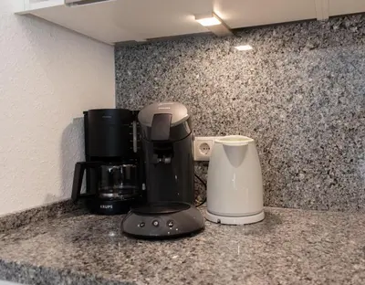 Kaffee-/Teezubehör in der Unterkunft Ferienwohnung Gorch Fock Park Appartement 19