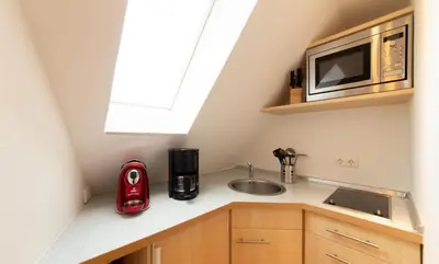 Küche/Küchenzeile in der Unterkunft Ferienwohnung Lachmöwe
