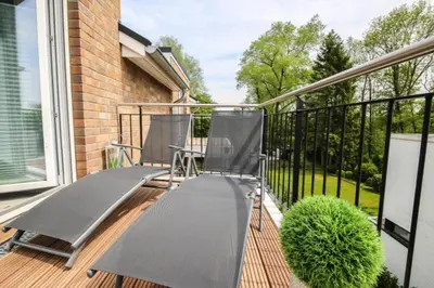 Ein Balkon oder eine Terrasse in der Unterkunft Ferienwohnung Glücksgefühl