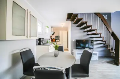 Ein Sitzbereich in der Unterkunft Ferienwohnung Glücksgefühl