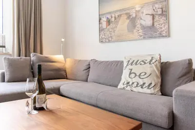 Ein Sitzbereich in der Unterkunft Ferienwohnung Kuschelmuschel
