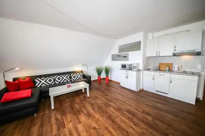 Küche/Küchenzeile in der Unterkunft Ferienwohnung Jolle Haus Duckdalben