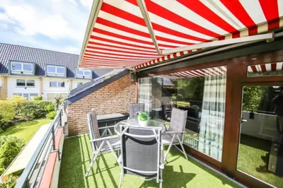 Ein Balkon oder eine Terrasse in der Unterkunft Ferienwohnung Meeresblick