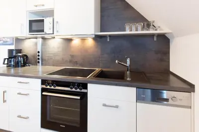 Küche/Küchenzeile in der Unterkunft Ferienwohnung MehrBlick 33