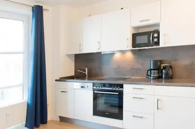 Küche/Küchenzeile in der Unterkunft Ferienwohnung MehrBlick 21