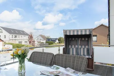 Ein Balkon oder eine Terrasse in der Unterkunft Ferienwohnung Ostseeglitzern