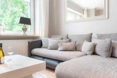 Ein Sitzbereich in der Unterkunft Ferienwohnung Ocean Suite