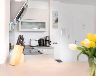 Küche/Küchenzeile in der Unterkunft Ferienwohnung Ostseeperle
