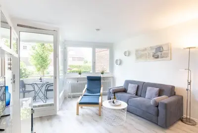 Ein Sitzbereich in der Unterkunft Ferienwohnung Ostseeperle