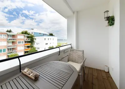 Ein Balkon oder eine Terrasse in der Unterkunft Ferienwohnung Ostseestübchen
