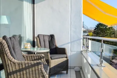 Ein Sitzbereich in der Unterkunft Ferienwohnung Heimathafen