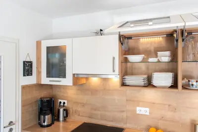 Küche/Küchenzeile in der Unterkunft Ferienwohnung Windjammer