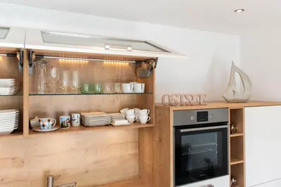 Küche/Küchenzeile in der Unterkunft Ferienwohnung Windjammer