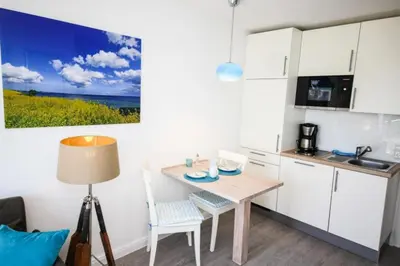 Küche/Küchenzeile in der Unterkunft Ferienwohnung Windrose 14