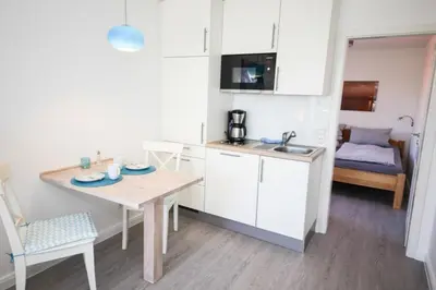 Küche/Küchenzeile in der Unterkunft Ferienwohnung Windrose 14