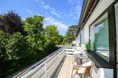 Ein Balkon oder eine Terrasse in der Unterkunft Ferienwohnung Sandburg