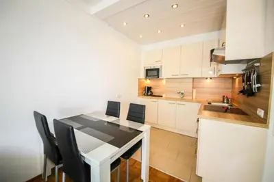 Küche/Küchenzeile in der Unterkunft Ferienwohnung Sandburg